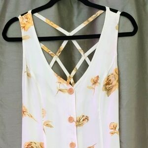 Floral Button-Down Dress with Strappy Lattice Back